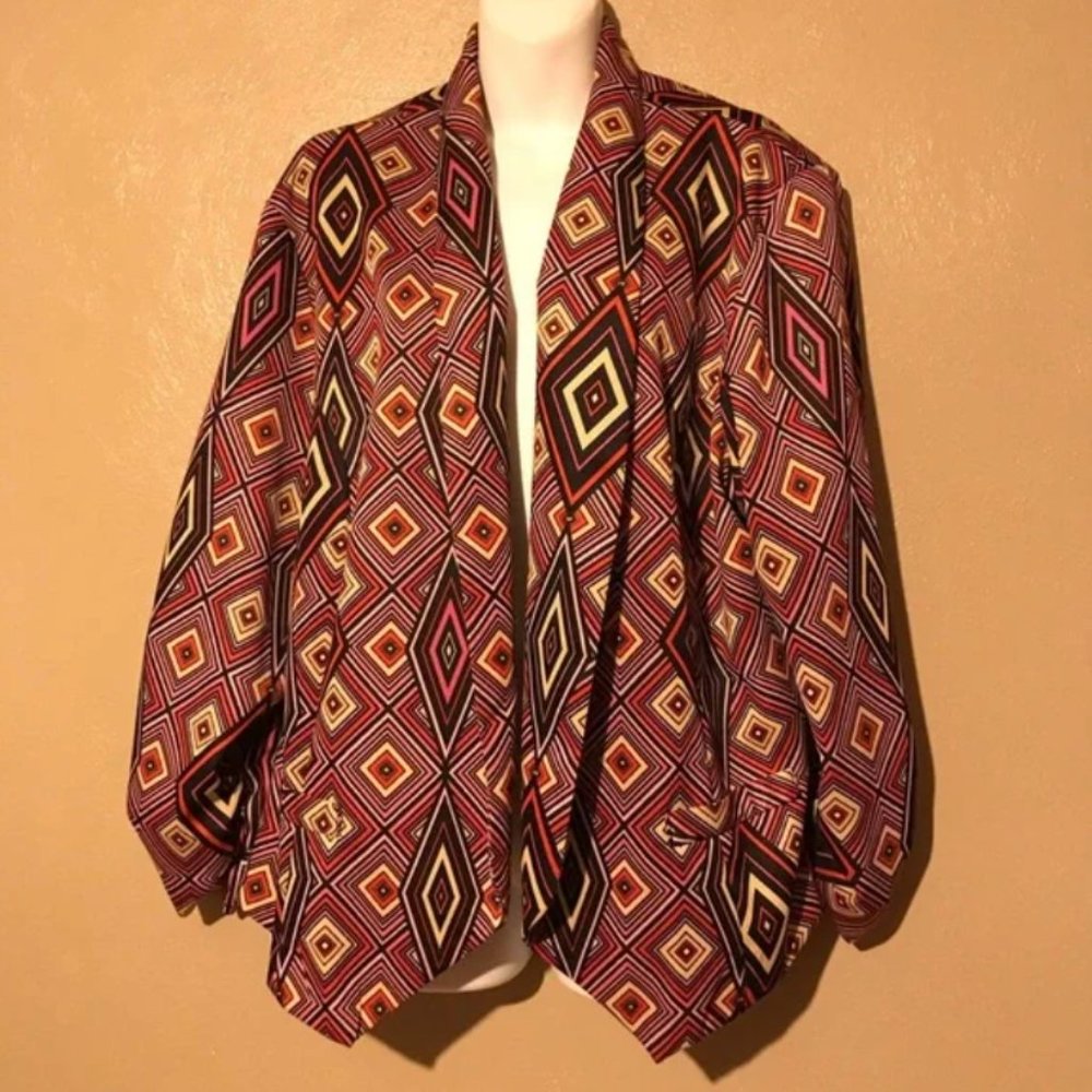EUC Ashley Stewart African Inspired Patterned Polyester Jacket women's 24
